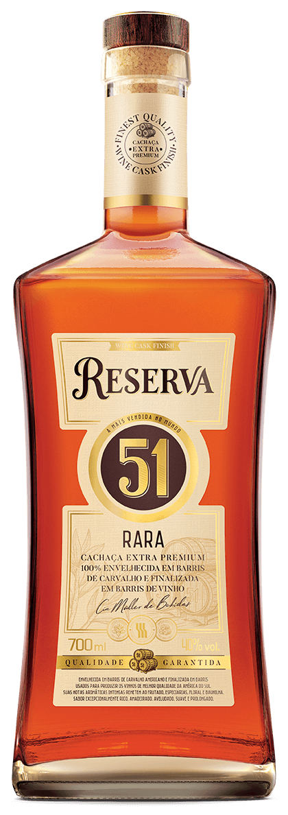Cachaça Envelhecida Rara 51 Reserva Garrafa 700ml
